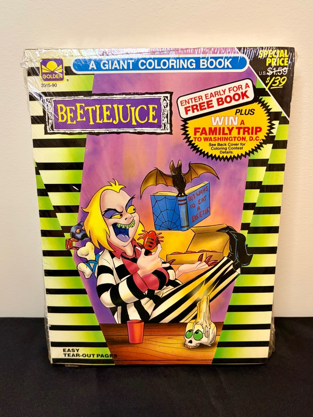 RARE 6 Pack! Sealed pack original 1990 Beetlejuice Coloring Books